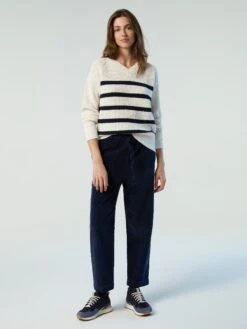 Striped V-neck Sweater -North Sails Apparel hi res 095460 C001 det1