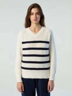 Striped V-neck Sweater