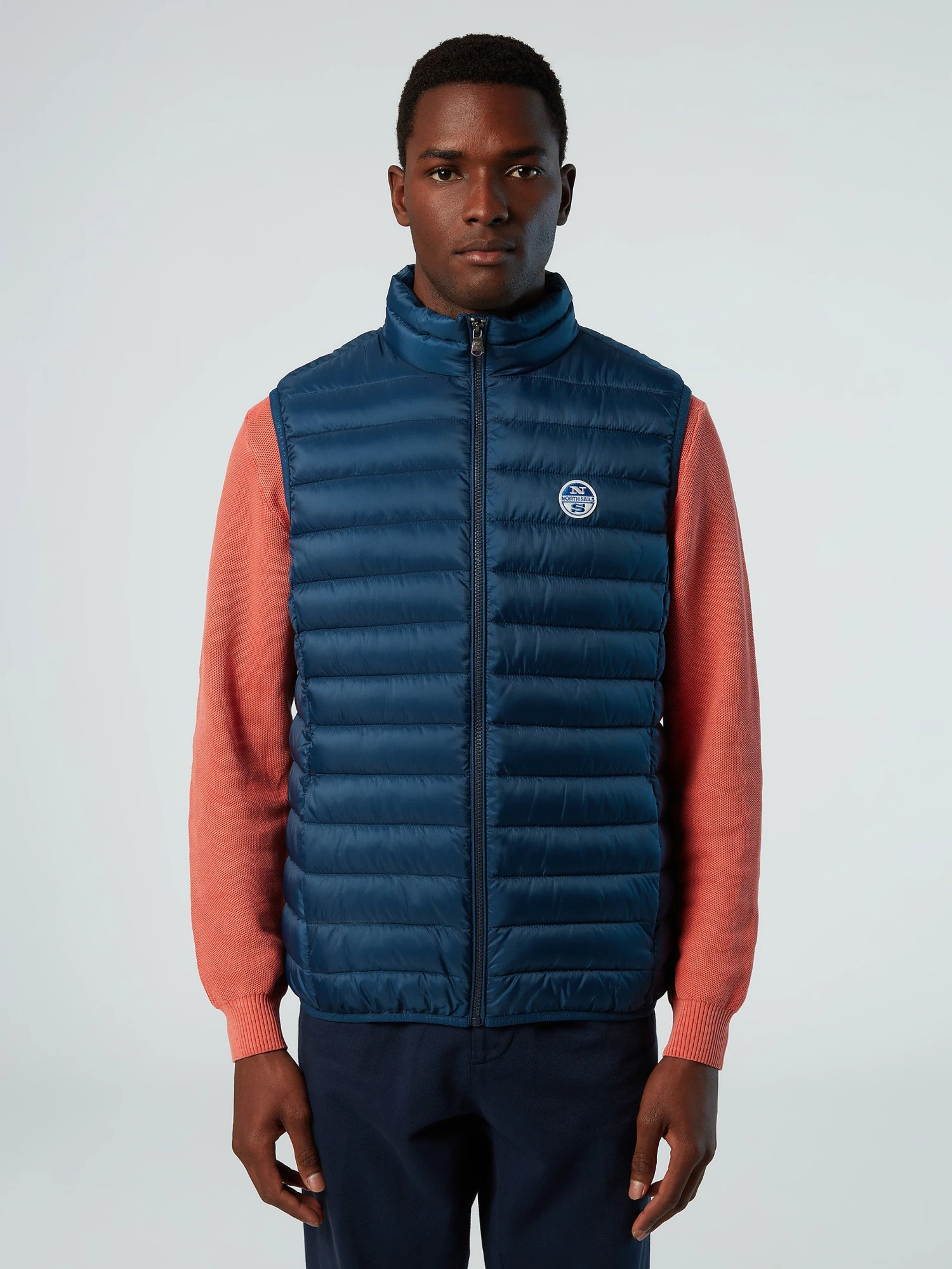 トップス STONE  navy vest st-croix-half-cardigan-wool-