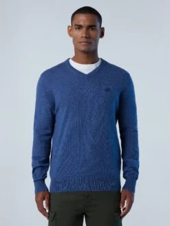 V-neck Sweater With Logo -North Sails Apparel hi res 699854 0797 msfront1