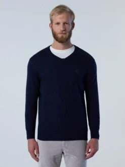 V-neck Sweater With Logo -North Sails Apparel hi res 699854 0802 msfront1