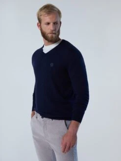 V-neck Sweater With Logo -North Sails Apparel hi res 699854 0802 msfront2