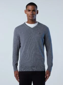 V-neck Sweater With Logo -North Sails Apparel hi res 699854 0928 msfront1